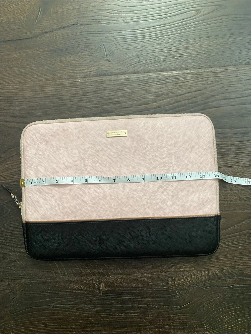 kate spade Two-Tone Pink and Black Laptop Sleeve with Gold Logo